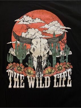 Western Graphic Skull Cactus Fringe T-Shirt